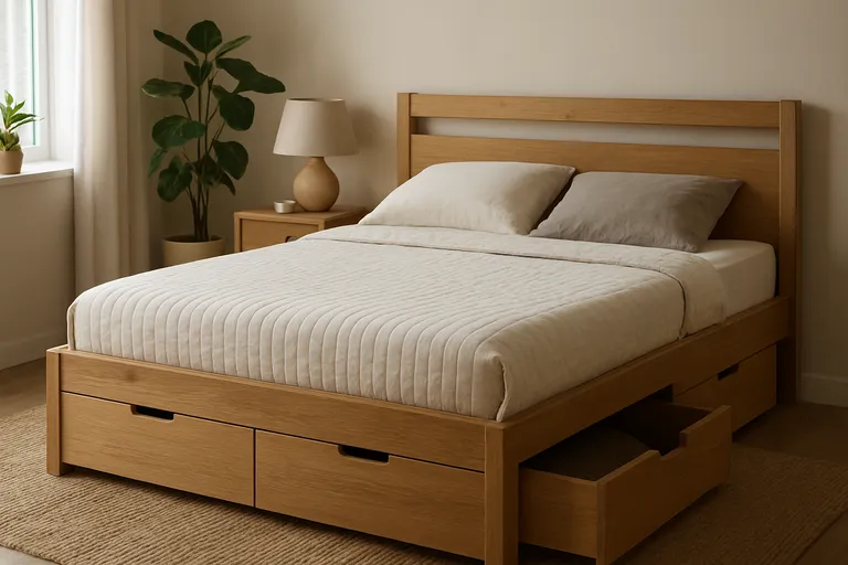 Bed, matras en opbergruimte