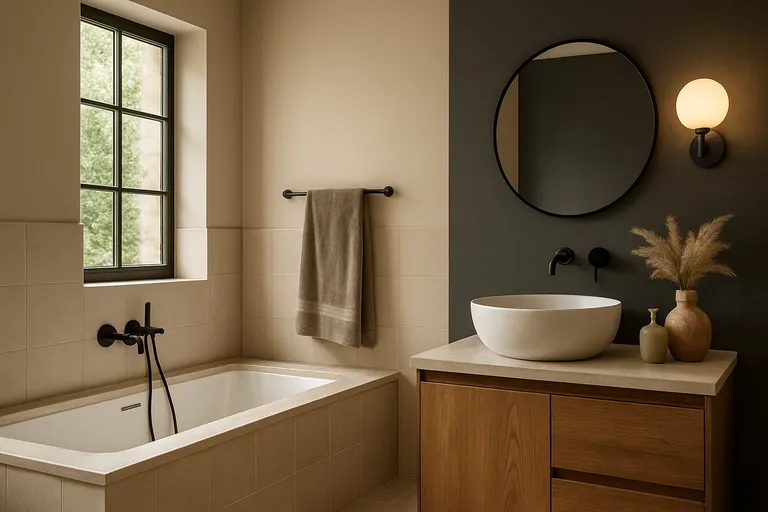 Geef je badkamer karakter met een tijdloos kleurenpalet vol rust