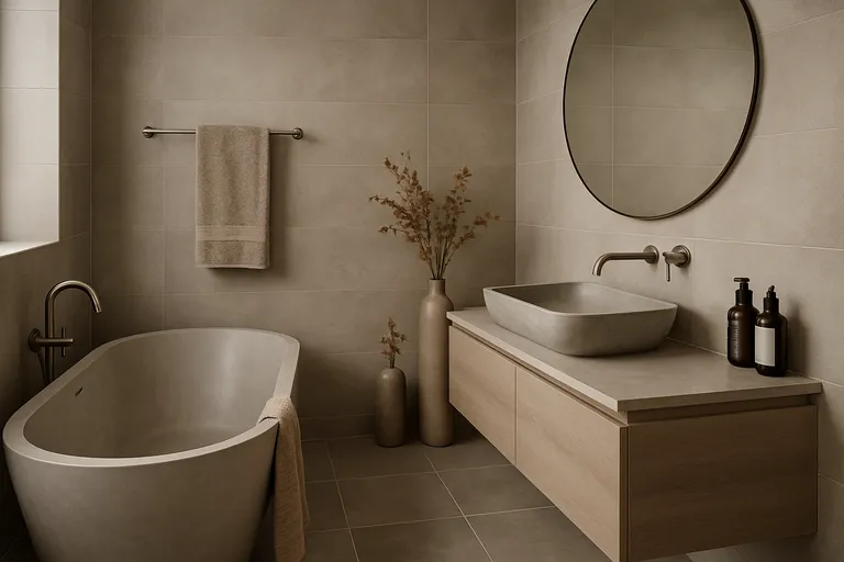 Grijs in de badkamer: sfeer en combinaties