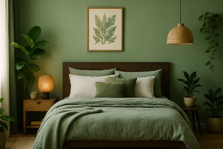 Laat je slaapkamer tot leven komen met rustgevende groentinten en botanische accenten