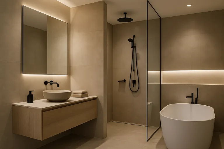 Minimalistische elegantie en slimme luxe voor een hedendaagse badkamer die rust uitstraalt