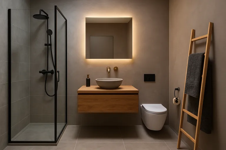 Zo laat je grijstinten je badkamer stralen, van betonlook tot warm taupe